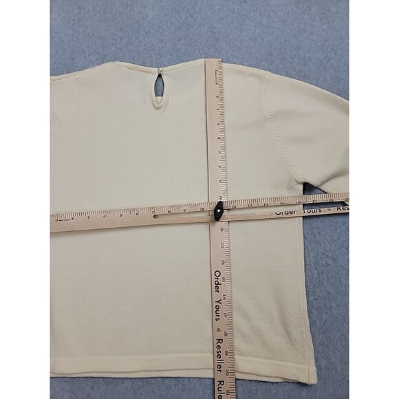 Vintage Talbots Pullover Sweater Womens Petite M Cream Beige Knit Wool Soft EUC - Picture 9 of 12